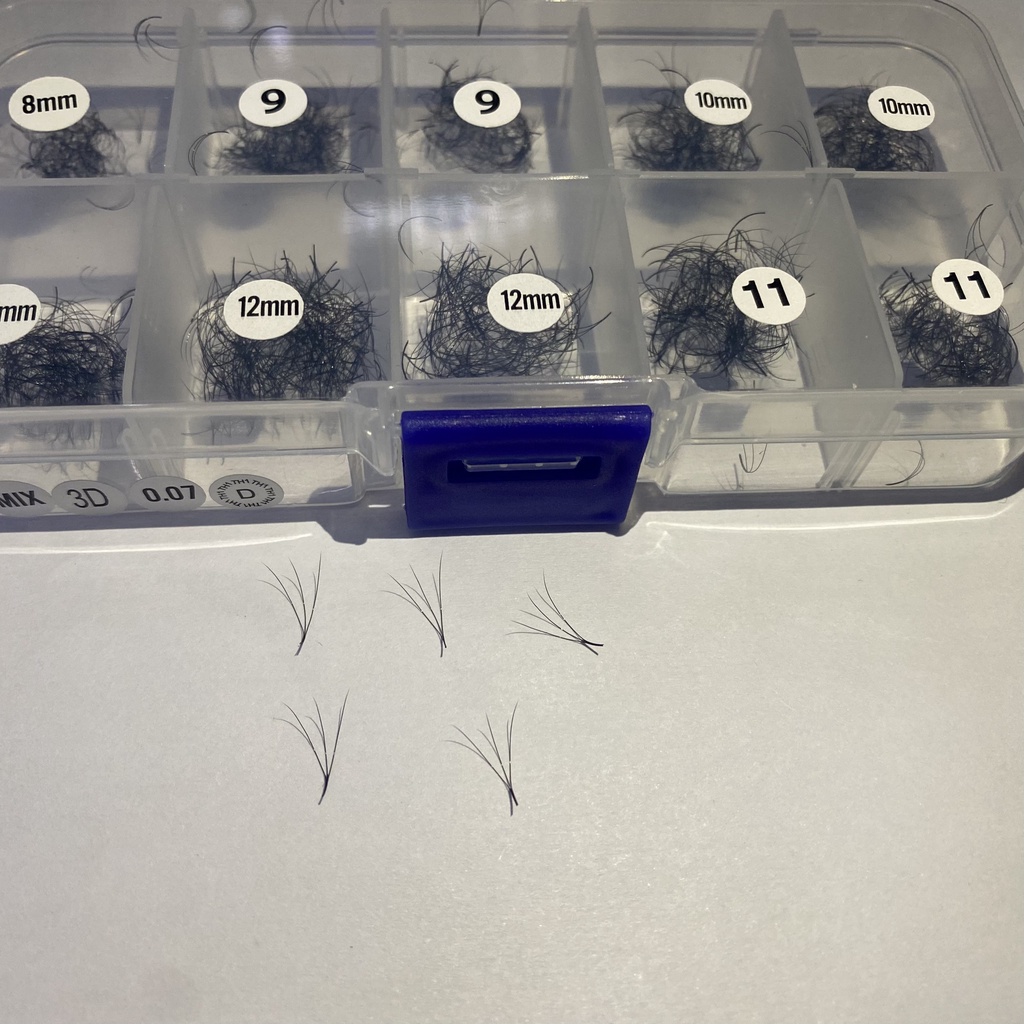 MI FAN 3D MIX (8-13) (9-15) mm _dày 0.07-CONG C-D HỘP 1000 FAN_DỤNG CỤ NỐI MI_THÚY HÀ