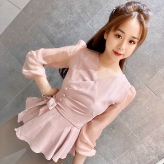 Áo peplum cúc bọc thiết kế ( kèm ảnh trải sàn tự chụp)