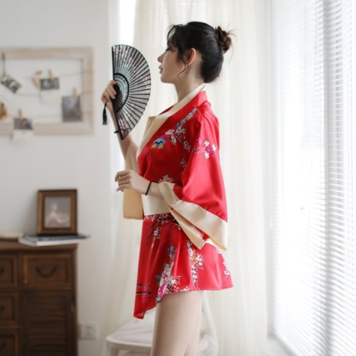 [Che tên] Bộ đồ ngủ kimono lụa cao cấp
