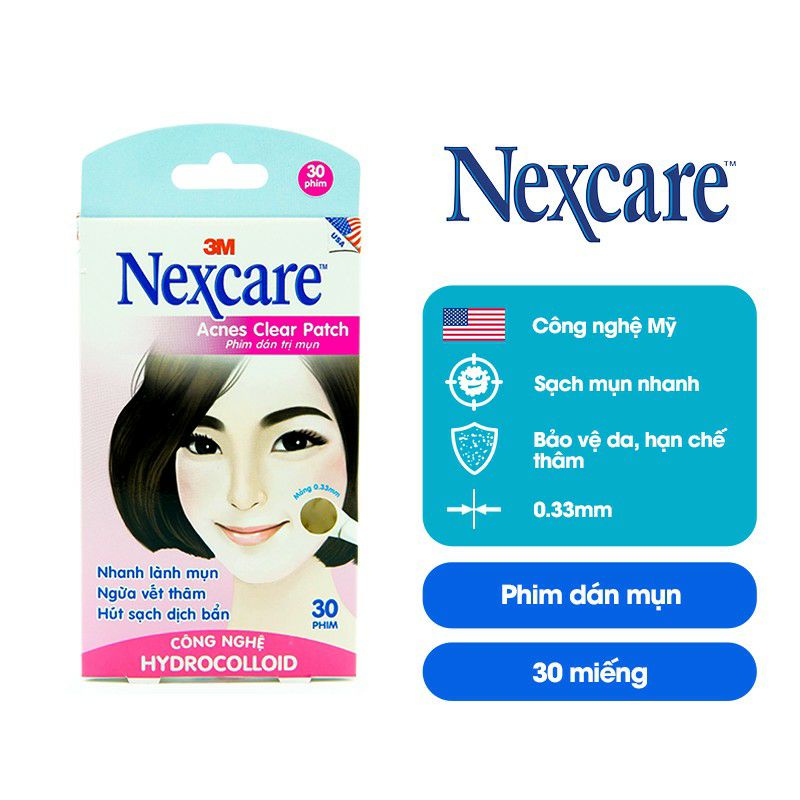 Phim dán mụn Nexcare 3M(30 phim*8mm) Sạch mụn tự tin- Rạng ngời xuống phố
