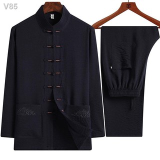 ◇№Phong cách Trung Quốc của đàn ông niên và già Bộ đồ nam dài tay cotton vải lanh quần áo nội bố