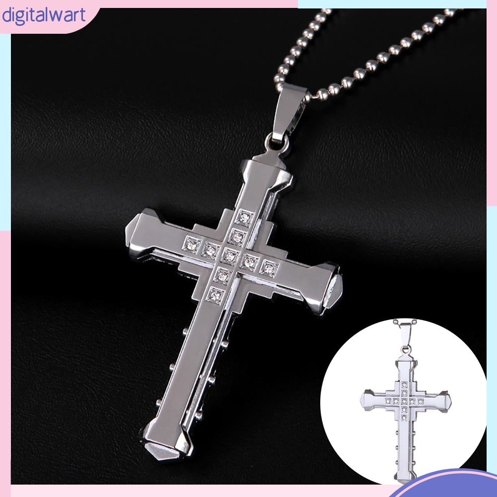 Dây Chuyền Chữ Thập Đính Đá Giả Thời Trang Cho Nam