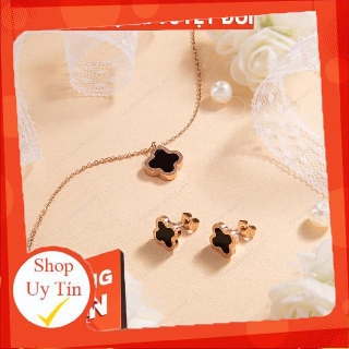 Bộ trang sức titan cỏ 4 lá may mắn