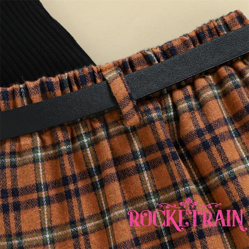 ♧Uw♔Bộ Áo Tank Top Hai Dây + Chân Váy Sọc Caro Thời Trang Mùa Hè Cho Bé Gái