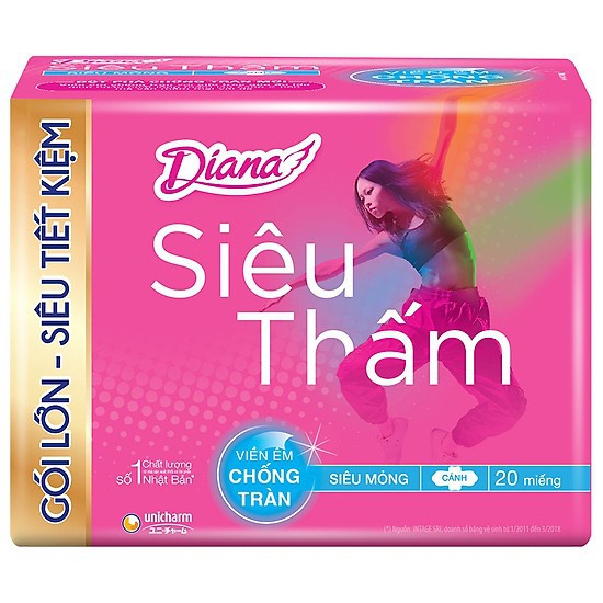 Băng Vệ Sinh Diana Siêu Thấm Siêu Mỏng Cánh