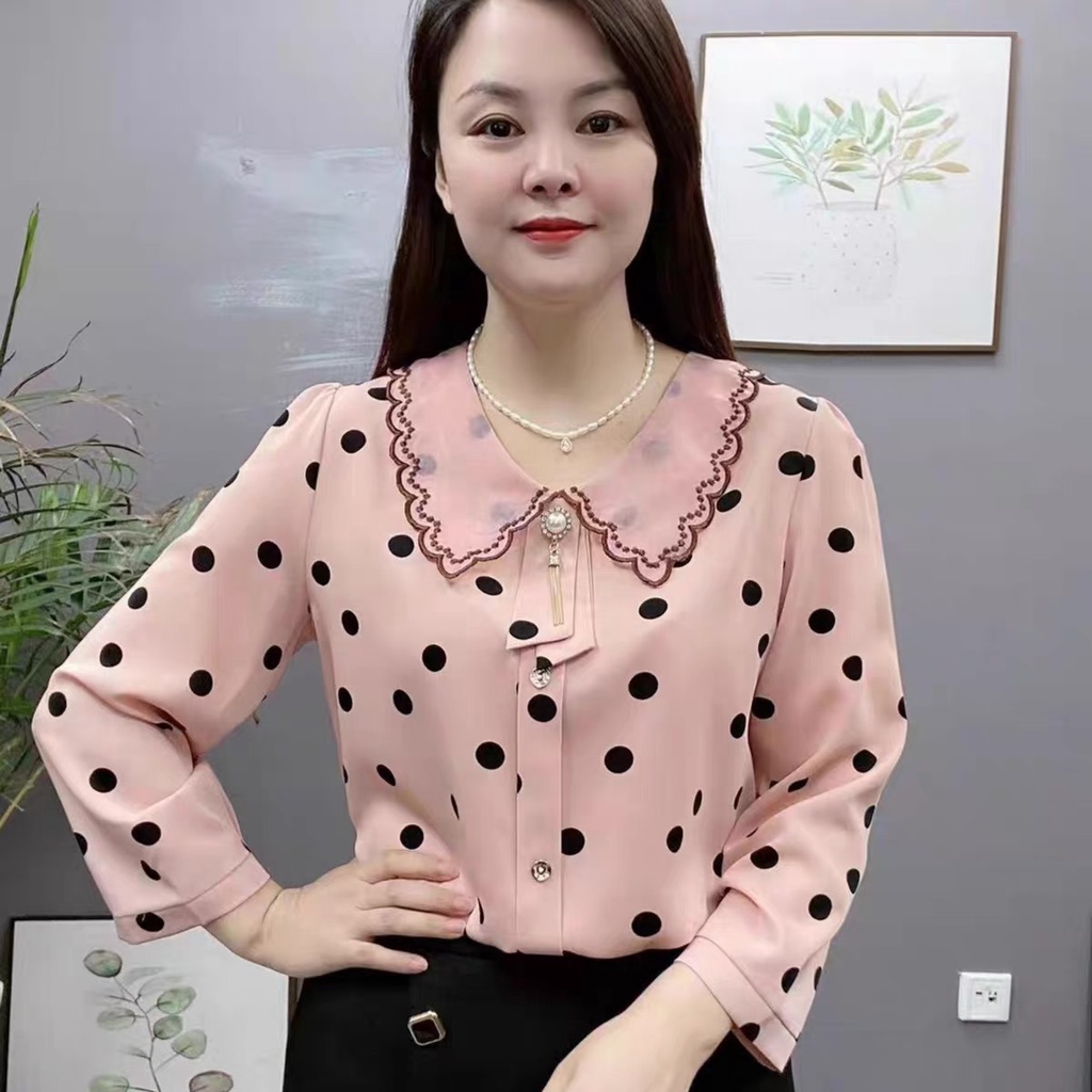 Áo sơ mi nữ họa tiết chấm bi