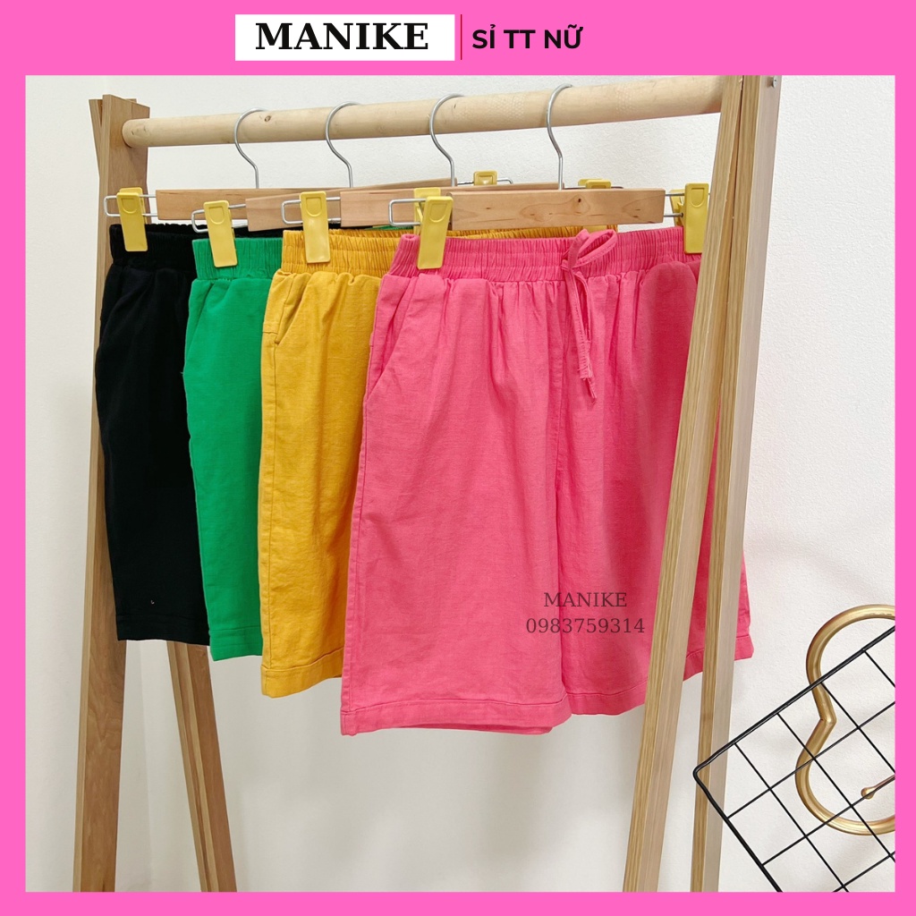 Quần Đùi Nữ Manike Chất Thô Kaki Mặc Nhà Đi Chơi Dáng Short Cạp Cao Lưng Thun