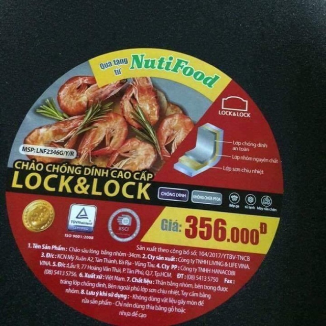 Chảo sâu lòng 34cm Lock Lock