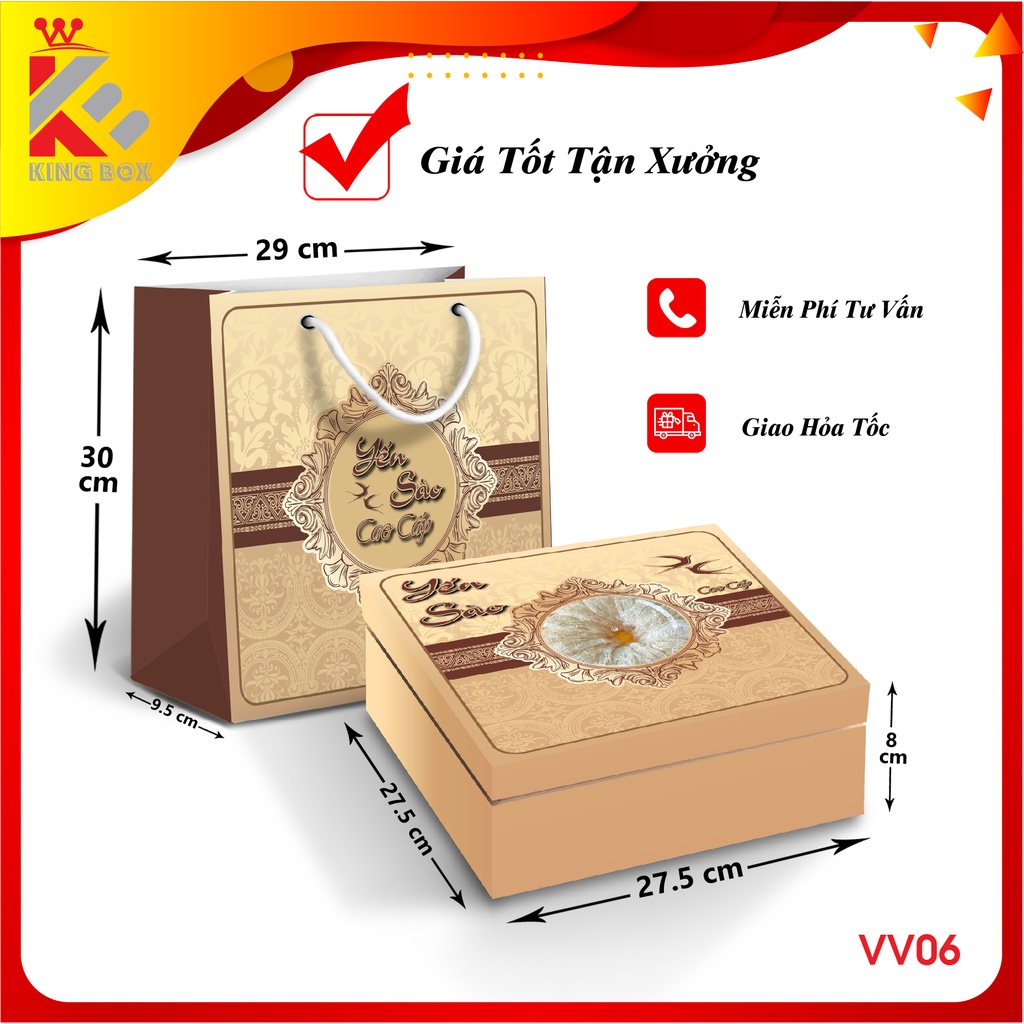 Set hộp đựng yến sào 100g KINGBOX mẫu mới