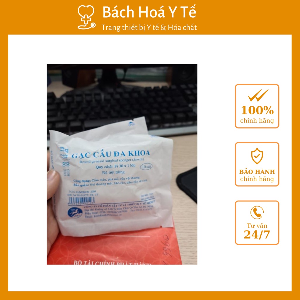 Gạc cầu đa khoa Bịch 50 gói, Fi 30*1 lớp,1 gói 10 miếng.