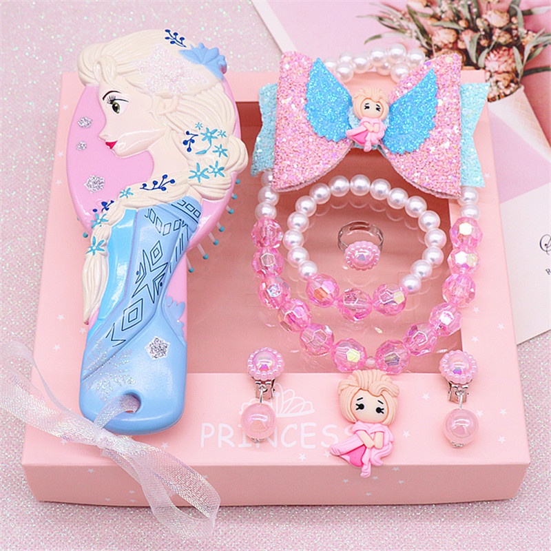 Bộ 7 món trang sức gồm lược / Vòng cổ / vòng tay / hộp quà tặng cho bé gái