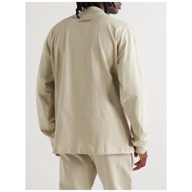 FOG FEAR OF GOD  ESSENTIALS Eighth Season High Round Neck Double Line High Street Loose Casual Chest Flocking Print Long Sleeves