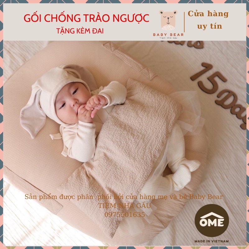 Bộ gối chống trào ngược và chống giật mình OME dành cho bé có 3 màu KT 50 x 60 x10 cm