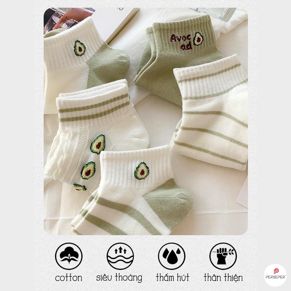 Tất cổ ngắn nữ kiểu dáng hiện đại, set vớ nữ 5 đôi khác nhau dễ phối đồ - Cherry Shop