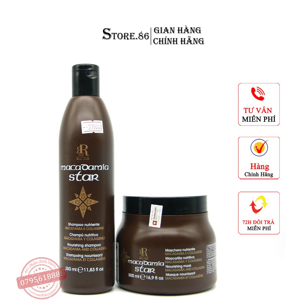Combo bộ dầu gội  kiềm dầu phục hồi tái tạo sợi tóc hương nước hoa dầu gội 350ml + kem hấp ủ 500ml Macadamia star