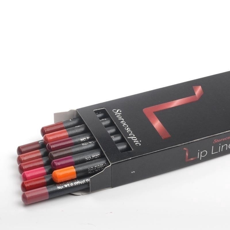 [Hàng mới về] Set 6 chì kẻ môi màu lì thời trang kháng nước chuyên dùng trang điểm chuyên nghiệp