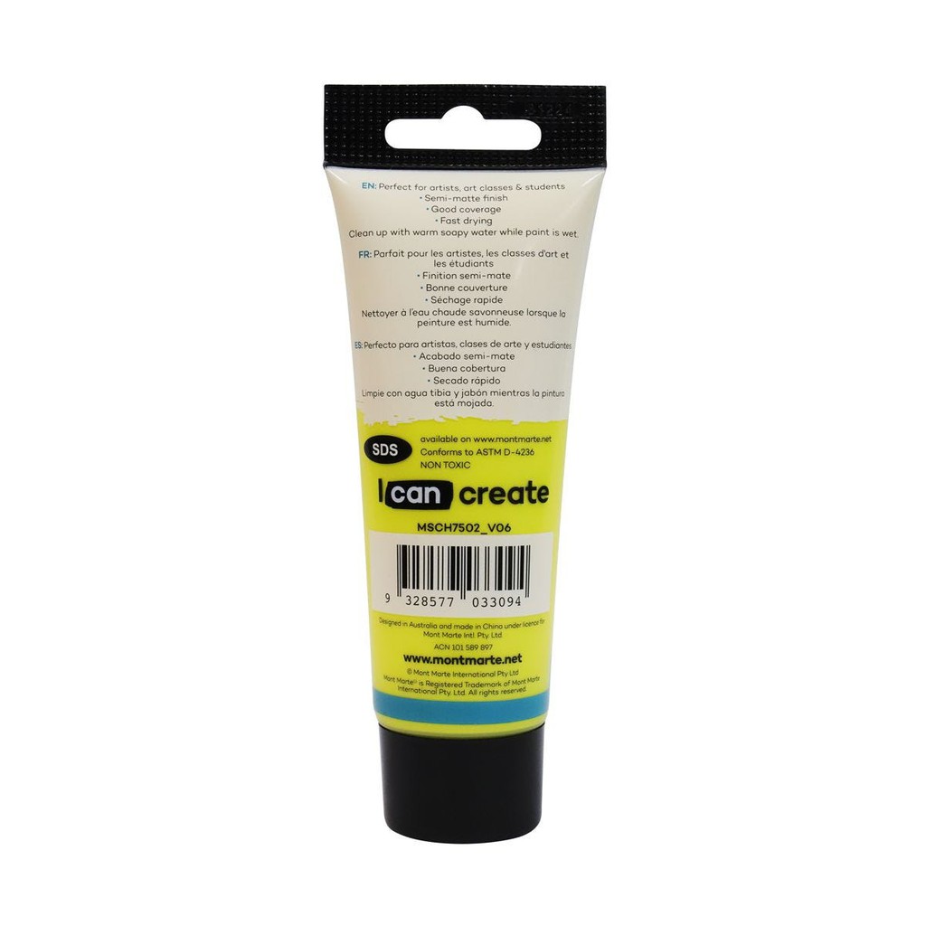 Màu Acrylic Mont Marte 75ml - Lemon Yellow - Acrylic Colour Paint Signature 75ml (2.54oz) - MSCH7502