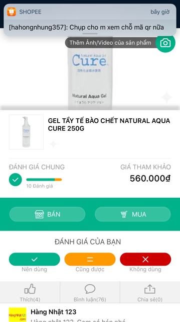 Sale 35% Cure - Gel tẩy da chết 250g chính hãng