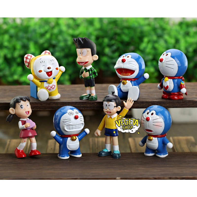 Mô hình Doraemon - Trọn bộ 8 Mô hình: Nobita Suneo Shizuka Doraemon Dorami - Xeko Xuka Doremon Doremi - Cao 5~8cm