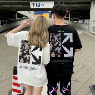 Áo thun form rộng OFFWHITE hoa cúc hot trend