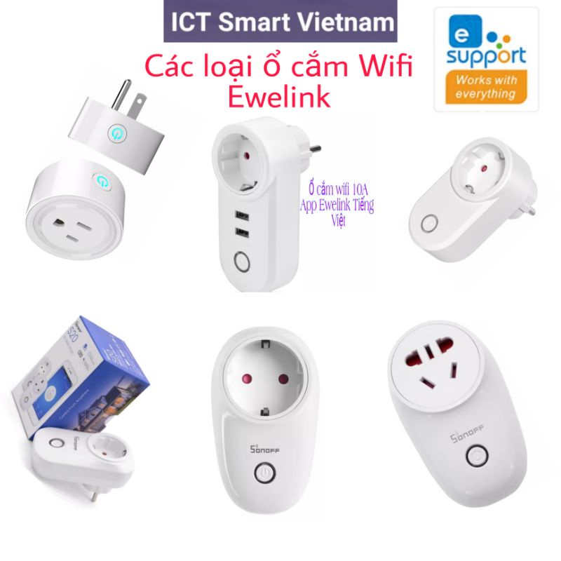 Ổ cắm Wifi thông minh Ewelink  10A/16A, work with Google & Alexa