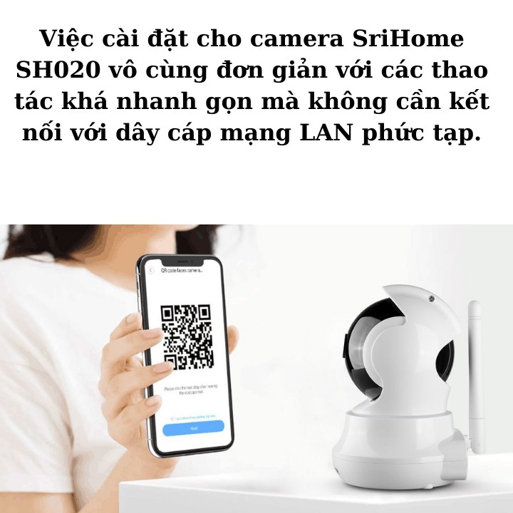 ( Tặng thẻ nhớ 64G yoosee ) Camera wifi srihome sh020 360 độ , phát hiện chuyển động thông minh , camera an ninh ,camera