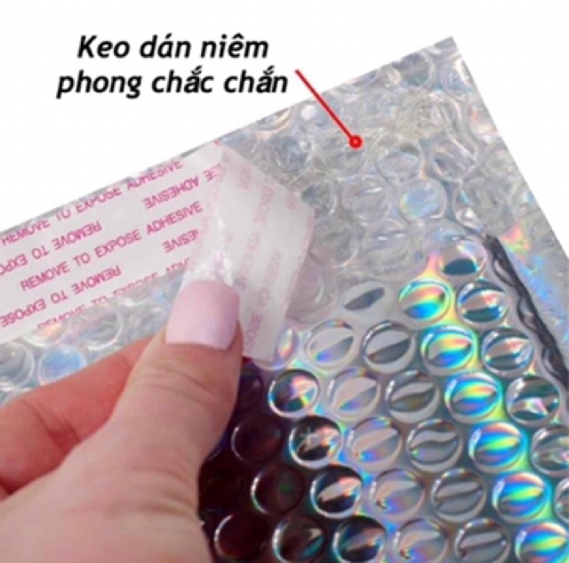 Túi hologram dán miệng có bóng khí chống sốc