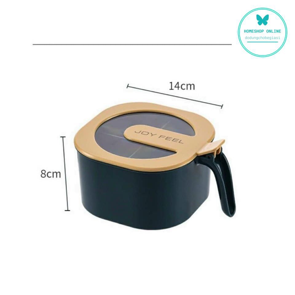 Hộp, Hũ Đựng Gia Vị 4 Ngăn Có Nắp Đậy Vệ Sinh Hàng Cao Cấp Siêu Bền