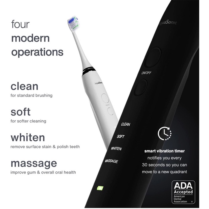 Set 2 Bàn chải điện AquaSonic DUO PRO - siêu trắng răng- Đèn kháng khuẩn - sạc không dây- kèm 10 đầu chải USA