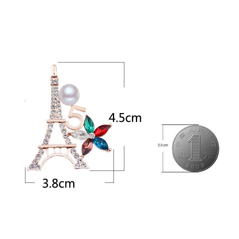 Huy Hiệu Cài Áo Hình Tháp Eiffel Đính Đá Thời Trang