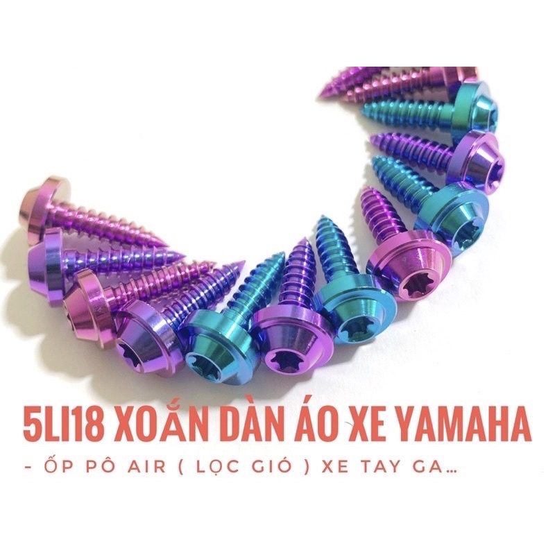 Ốc titan 5li18 ren xoắn gắn dàn áo yamaha , pô e tay ga và nhiều vị trí khác cực đẹp