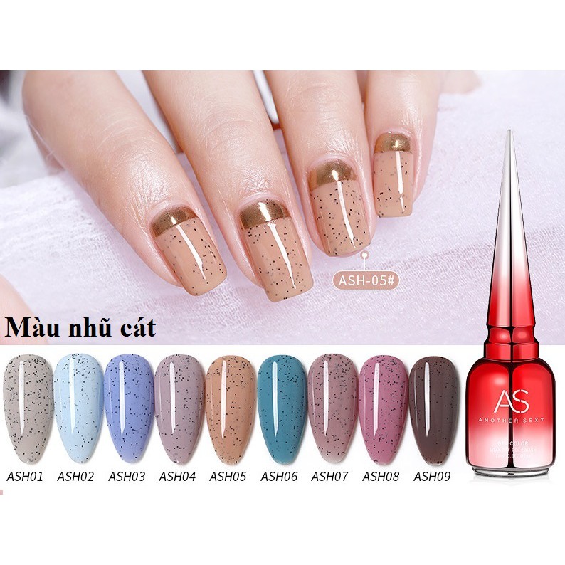 Sơn Gel AS cao cấp màu nhũ cát (mã ASH) | chai đỏ nắp nhọn 15ml