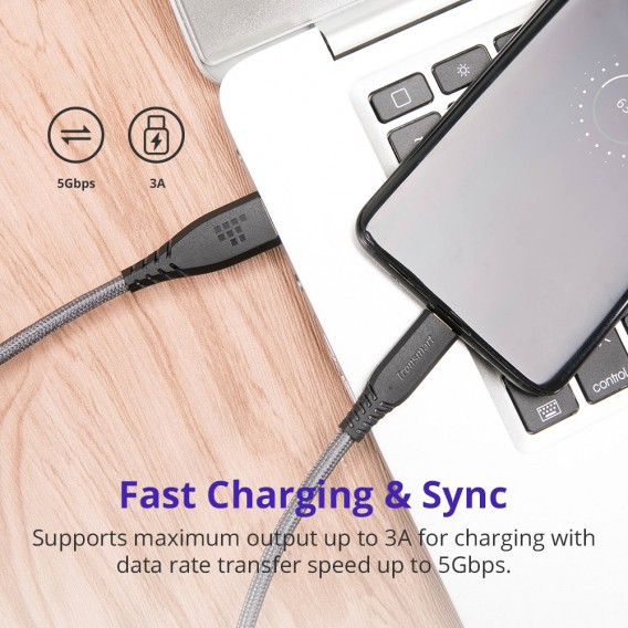 Cáp sạc Tronsmart USB-C to USB 3.0 bện nylon kép dài 1.8m - TAC02