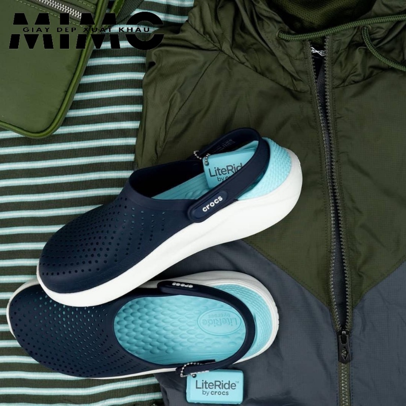 Sục Cross Literide xanh min, dép nhựa đi mưa chống trơn trượt, thoáng khí cho nam nữ