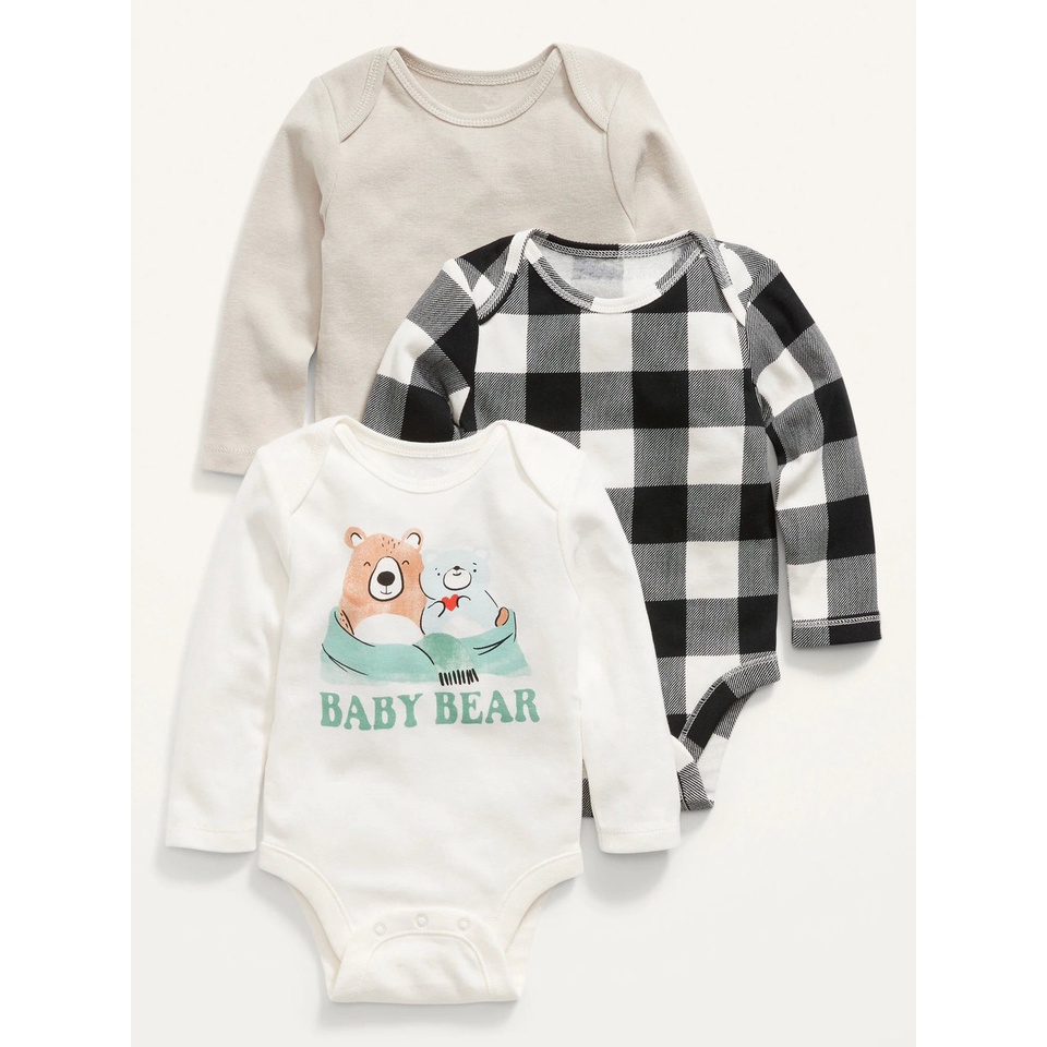 Bodychip dài tay vải cotton mềm mịn, bodysuit cho bé trai bé gái hàng xuất dư xịn hãng carter, Geo