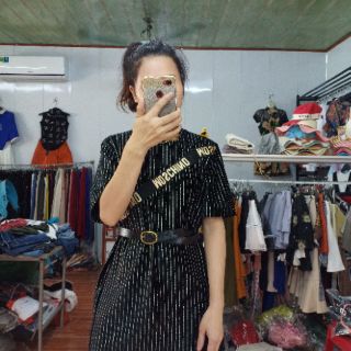 Váy nhung kẻ kim sa