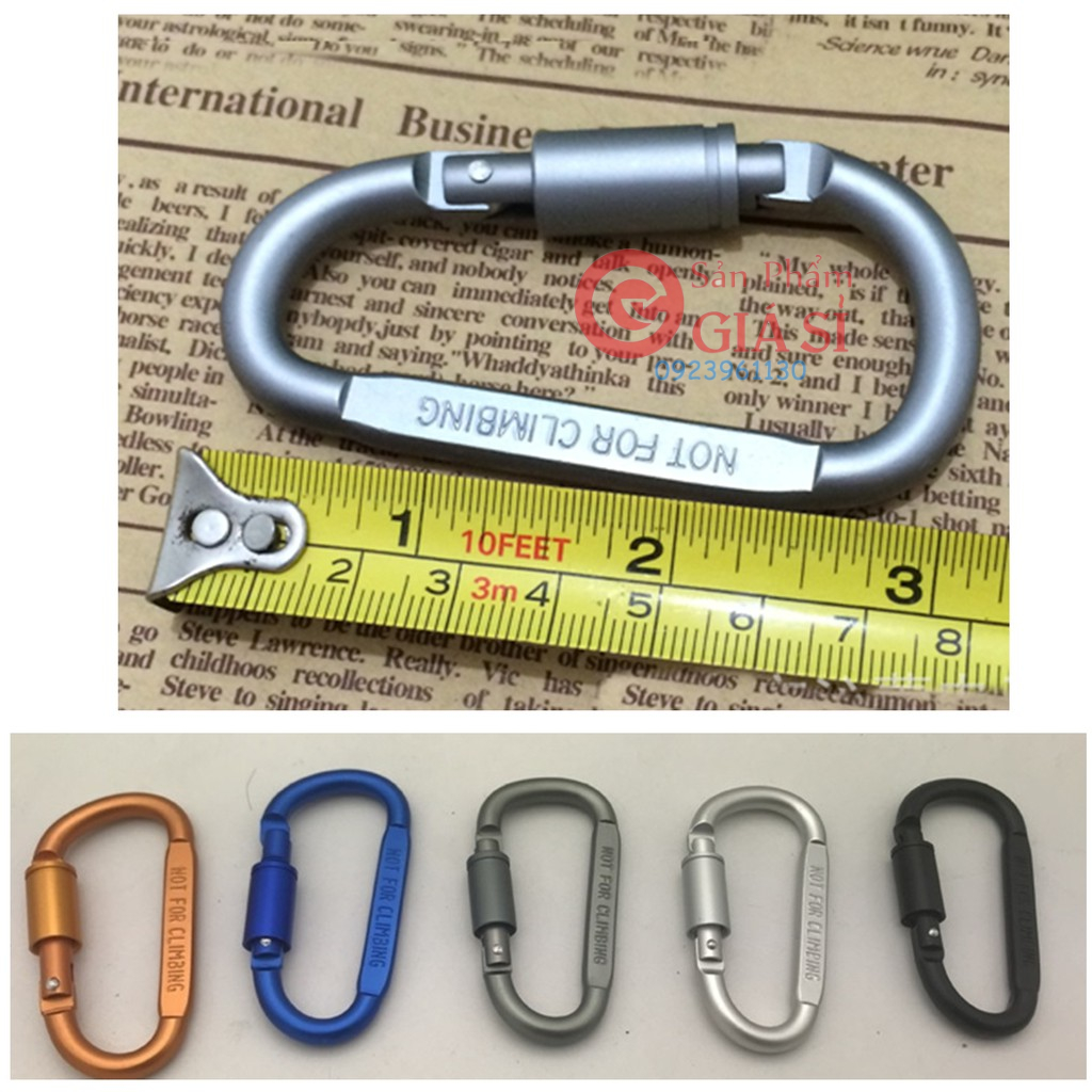 PHƯỢT THỦ CARABINER chữ D - xoay 8cm - hợp kim NHÔM CAO CẤP NHẸ BỀN ❤️freeship❤️