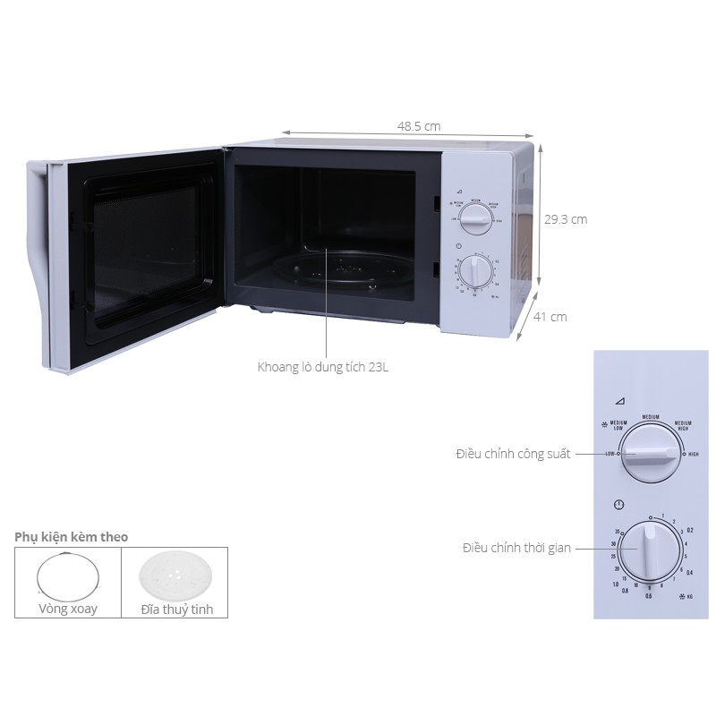 Lò vi sóng Electrolux EMM2322MW 23 lít nấu, hâm nóng, rã đông