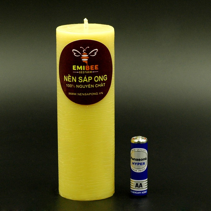 Nến Thơm Sáp Ong Emibee, Nến Trụ Cháy 60 Giờ