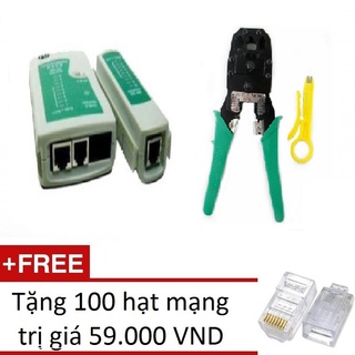Combo 1 Hộp test mạng đa năng RJ11/45 + 1 Kìm bấm mạng đa năng China OB-315 (Xanh) Tặng 100 hạt mạng