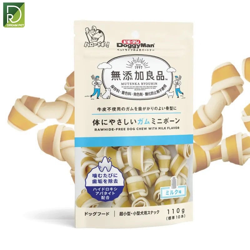 Snack Que/Xương Gặm Sạch Răng Cho Chó Vị Sữa, Phô Mai DoggyMan 120g