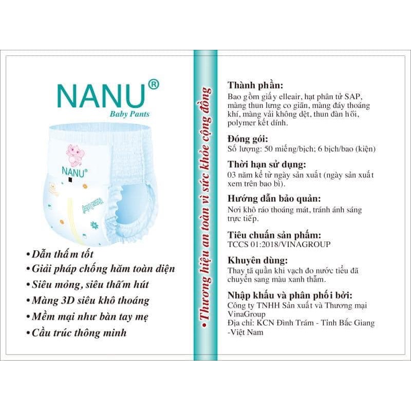 Bỉm quần nhật NANU baby M50/L50/XL50,2XL50