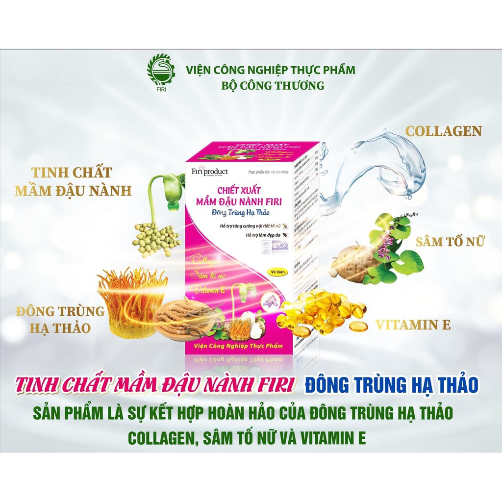 Tinh Chất Mầm Đậu Nành FIRI - Đông trùng hạ thảo (90 viên)