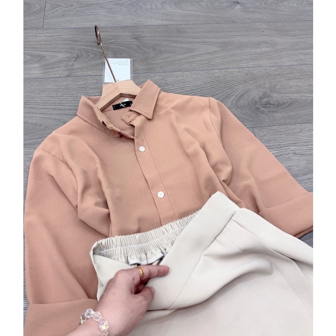 Set áo sơ mi kèm chân váy xẻ sang chảnh | BigBuy360 - bigbuy360.vn