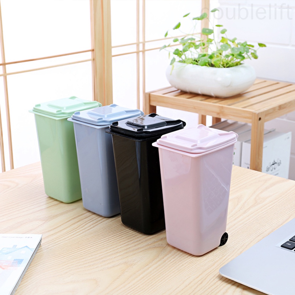 Thùng rác nắp lật bằng nhựa mini đa năng tiện dụng cho gia đình/văn phòng