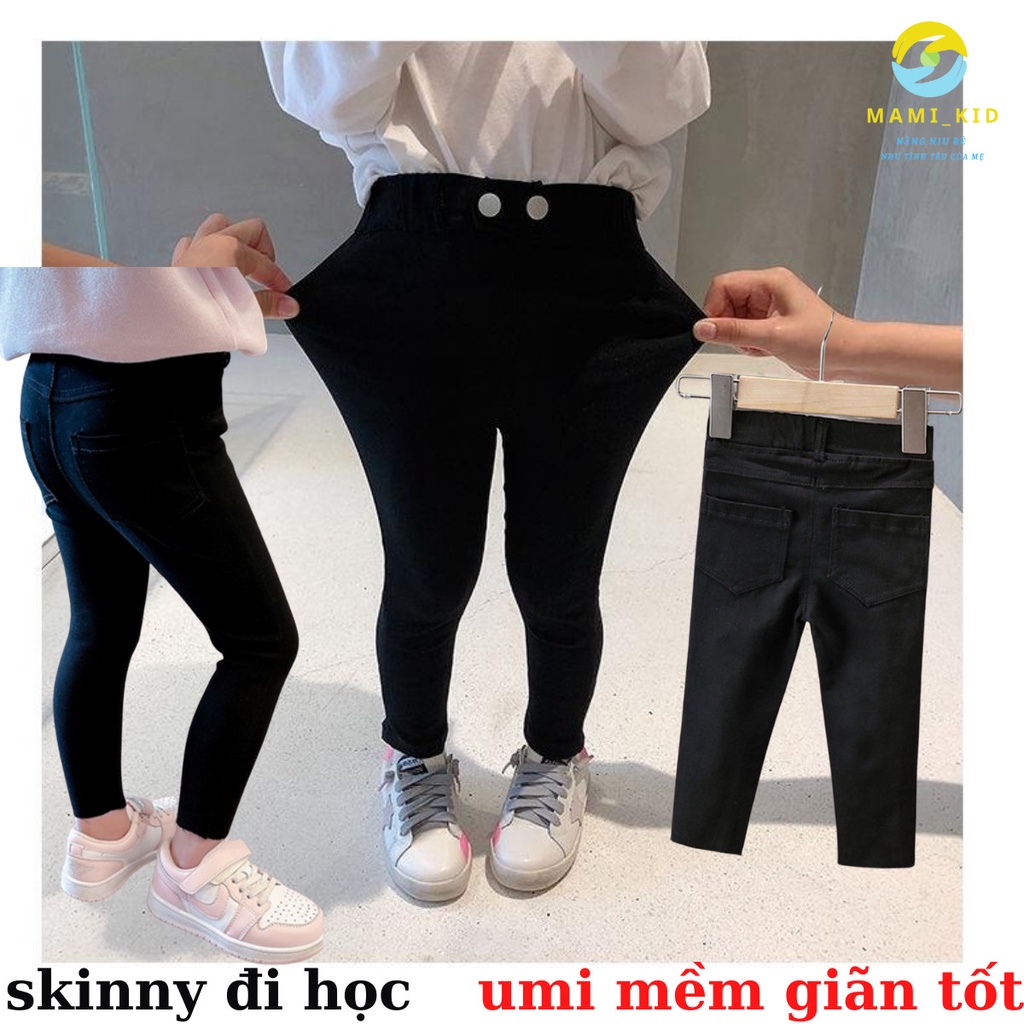Quần Skinny, Quần Legging Dài Đen Cho Bé Đi Học, Đi Chơi dễ phối đồ, túi sau mông, vải umi Hàn mềm, siêu đẹp, Ôm Chân