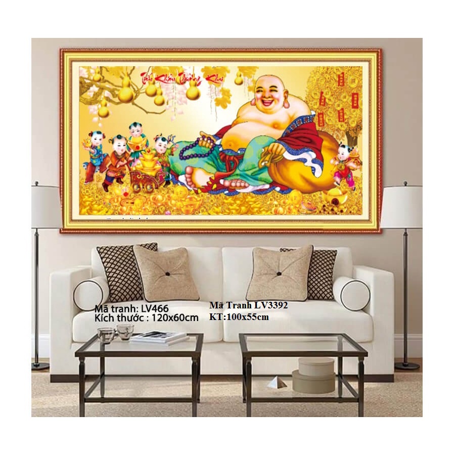 Tranh đính đá phật di lạc KT:120x60cm,tranh gắn đá chưa gắn.