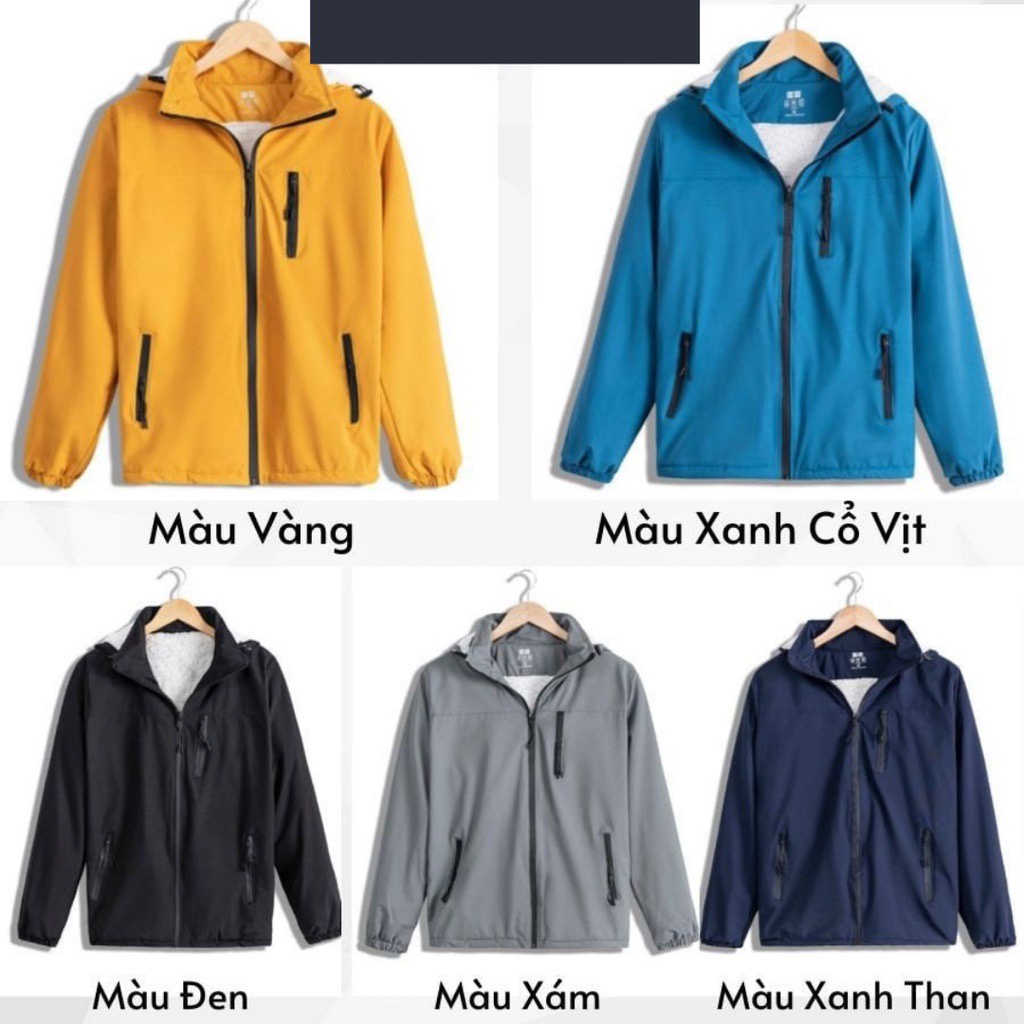 Áo khoác nam nữ unisex có mũ 2 lớp chống nước bên trong lót lông cừu cao cấp, áo gió nam nữ mẫu mới siêu hot 2021