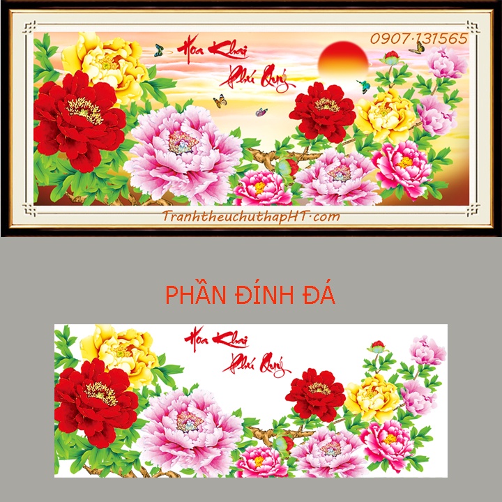 [HCM]Tranh đính đá Hoa khai phú quý VS449: 120*53cm - tự đính
