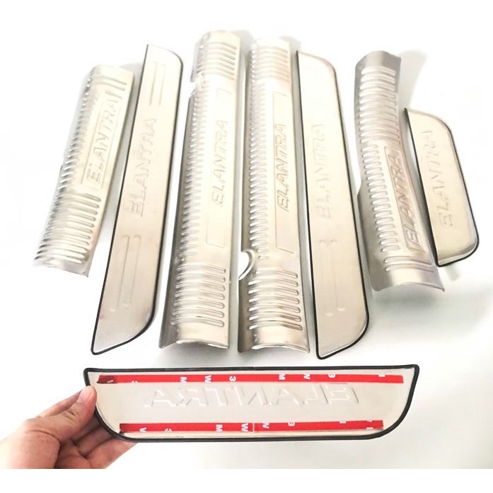 Ốp Bậc Cửa, Nẹp bước chân Trong, Ngoài Xe Huyndai Elantra 2016 2017 2018 2019 2020 2021, chất liệu Inox